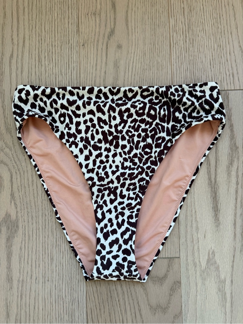 J Crew Leopard Print High-Cut Bikini Bottoms in Black & Cream NWT